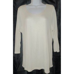 J.JILL Large Ivory Pure Jill 100% Modal Knit Scoop Neck Lined Elliptical Tee